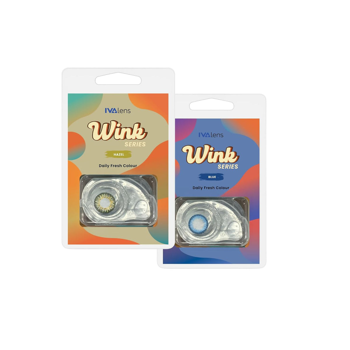 Ivalens Daily Fresh Color Contact Lens | Wink Series | Blue & Hazel Combo Pack | 0 Power Dailies | 2 Lens per Box | Comfortable & Natural Eye Color Change