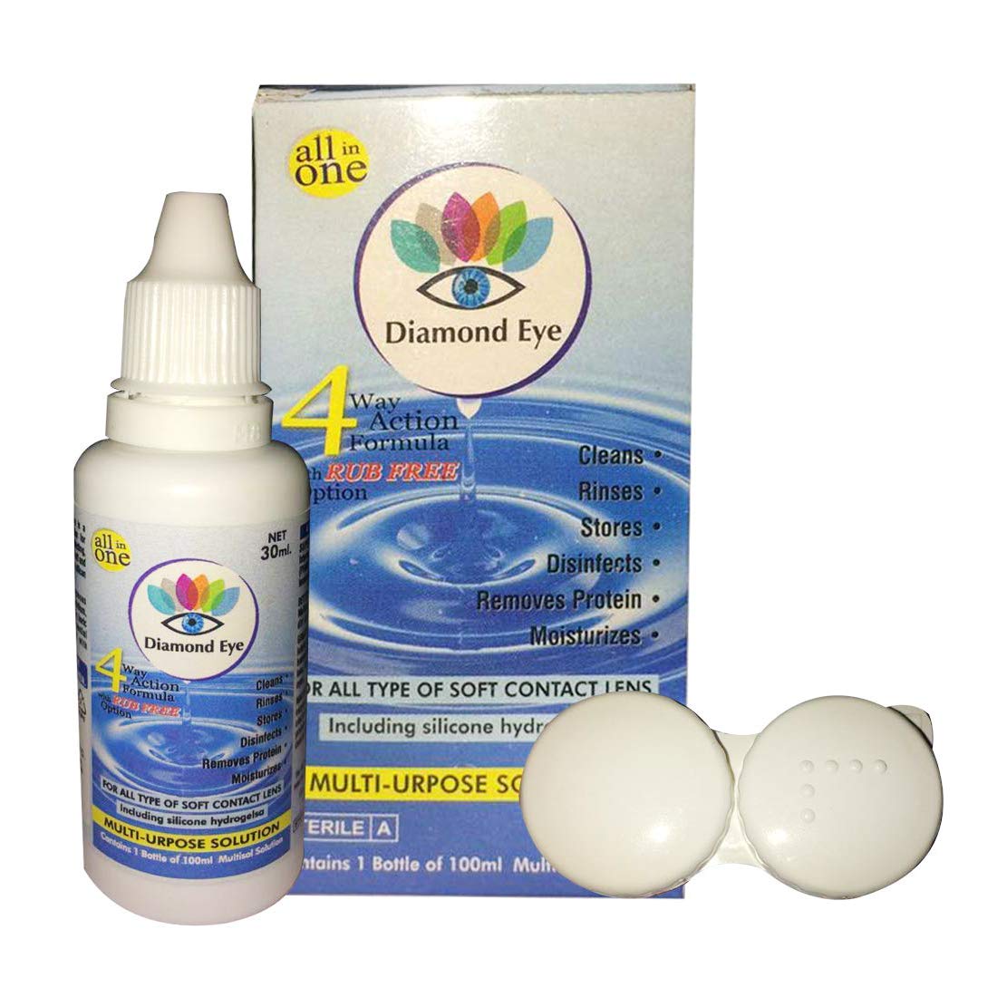 Diamond Eye Color contact lens Hazel color eye contact lens with case and solution zero power for women girls (Hazel Color)
