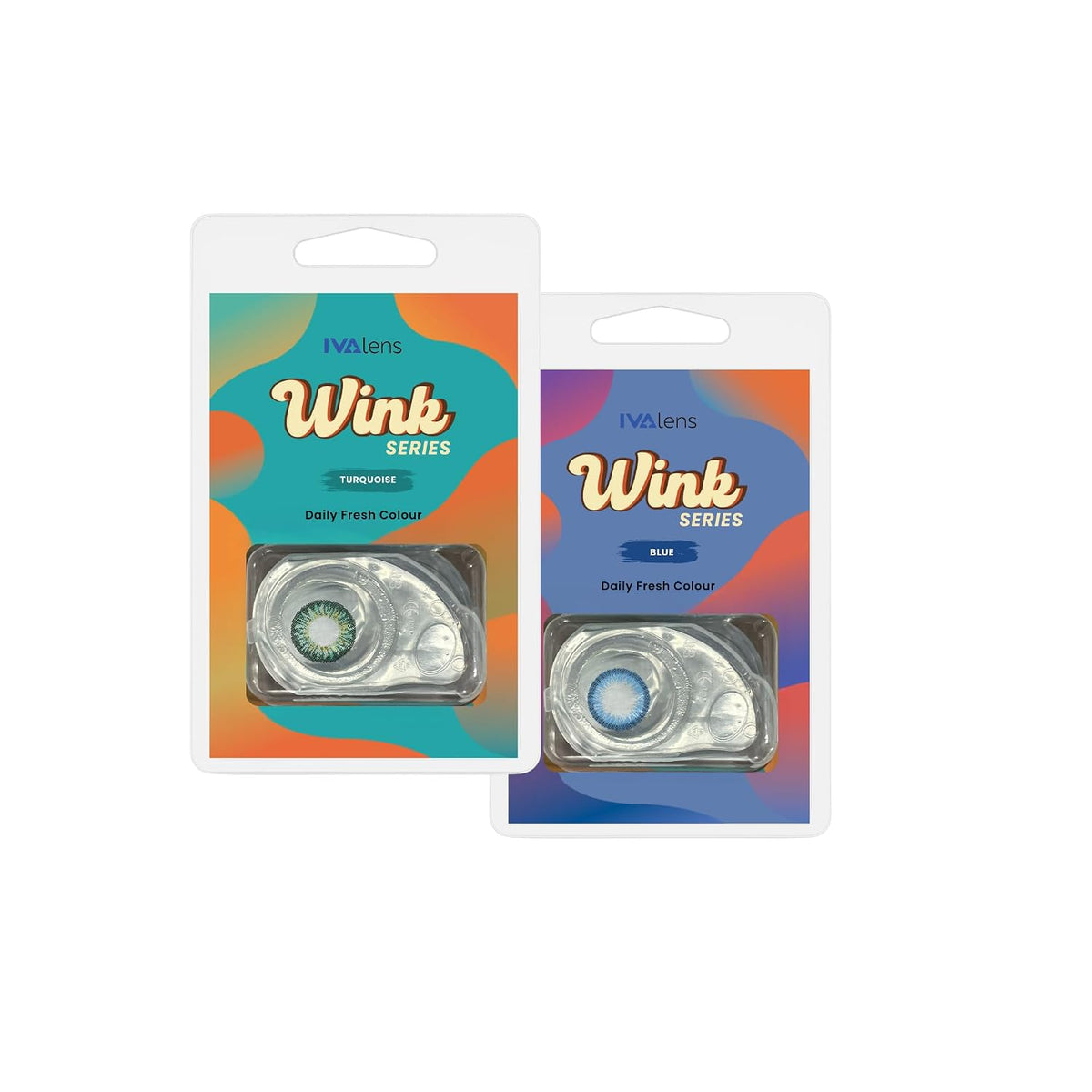 Ivalens Daily Fresh Color Contact Lens | Wink Series | Blue & Turquoise Combo Pack | 0 Power Dailies | 2 Lens per Box | Comfortable & Natural Eye Color Change