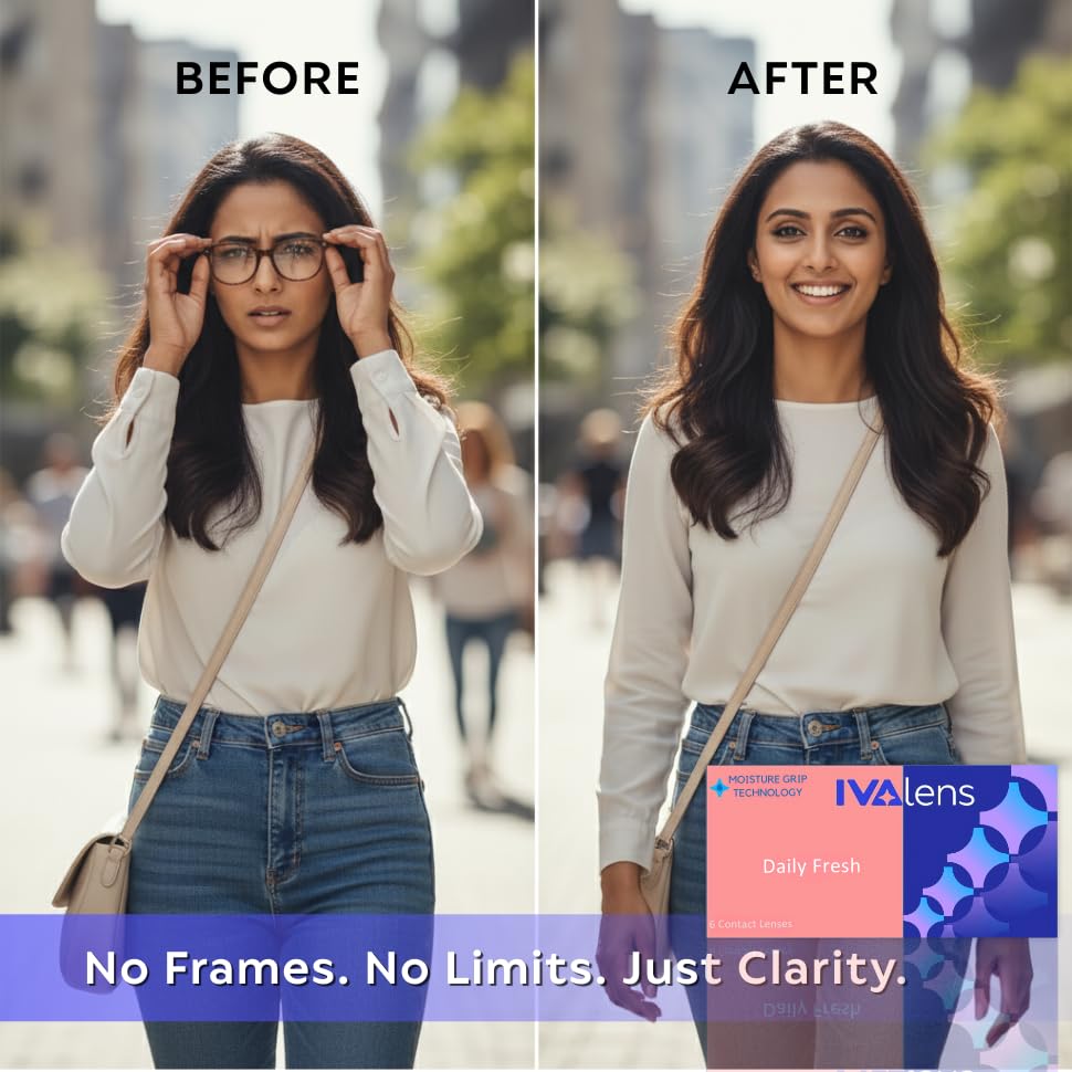 IVALENS Daily Fresh Contact Lense - Pack Of 6 | For One Eye Only | Comfortable, Convenient & Disposable Eye Lenses | Moisture-Lock Design | Ultra Clear Vision For Eyes | Power -2.00