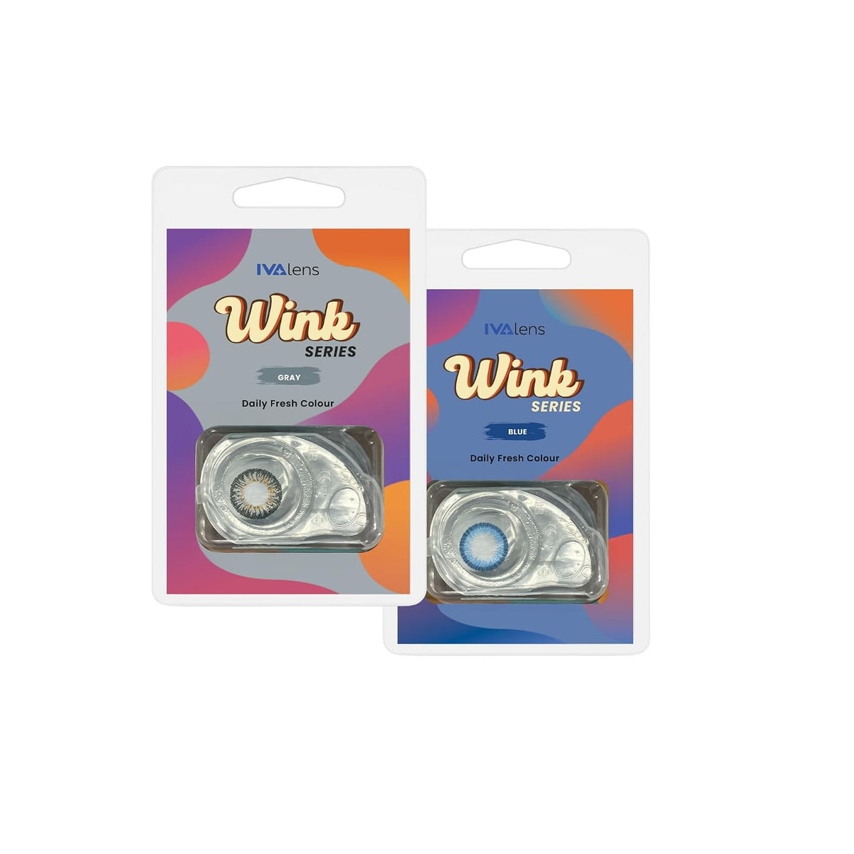 Ivalens Daily Fresh Color Contact Lens | Wink Series | Blue & Gray Combo Pack | 0 Power Dailies | 2 Lens per Box | Comfortable & Natural Eye Color Enhancement