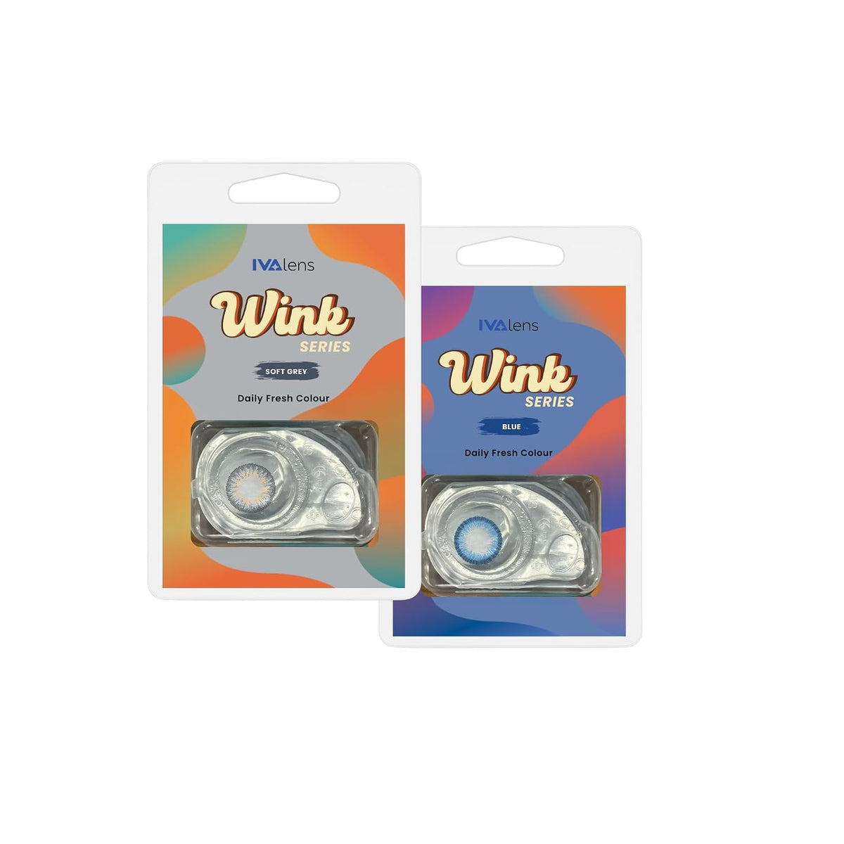 Ivalens Daily Fresh Color Contact Lens | Wink Series | Blue & Soft Gray Combo Pack | 0 Power Dailies | 2 Lens per Box | Comfortable & Natural Eye Color Change