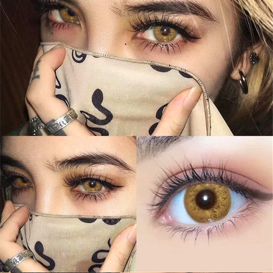 Diamond Eye Contact lens Hazel color eye contact lens with case and solution zero power for girls women