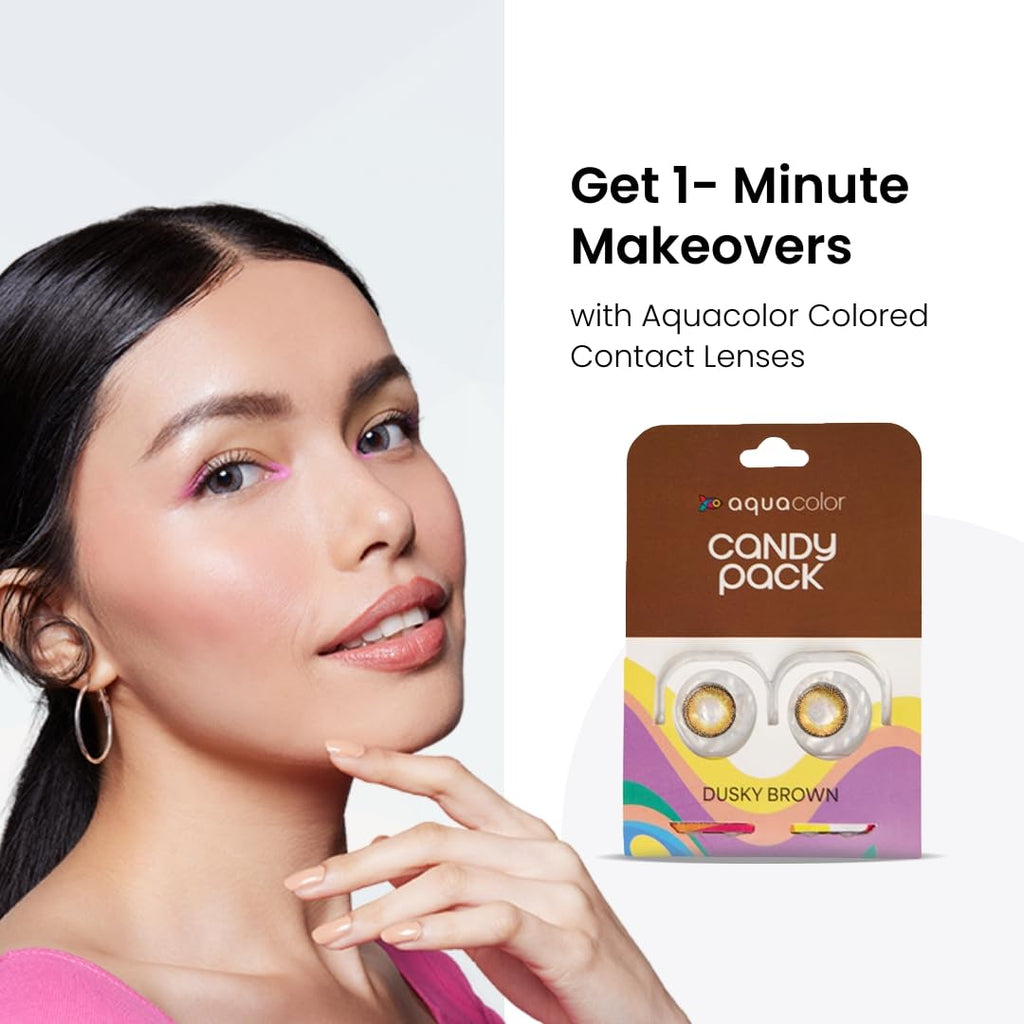 AQUALENS CONTACT LENSES Aquacolor Dusky Brown Candy Pack Zero Power Colored Spherical Lenses (2 Lens/Box), 1 Pair