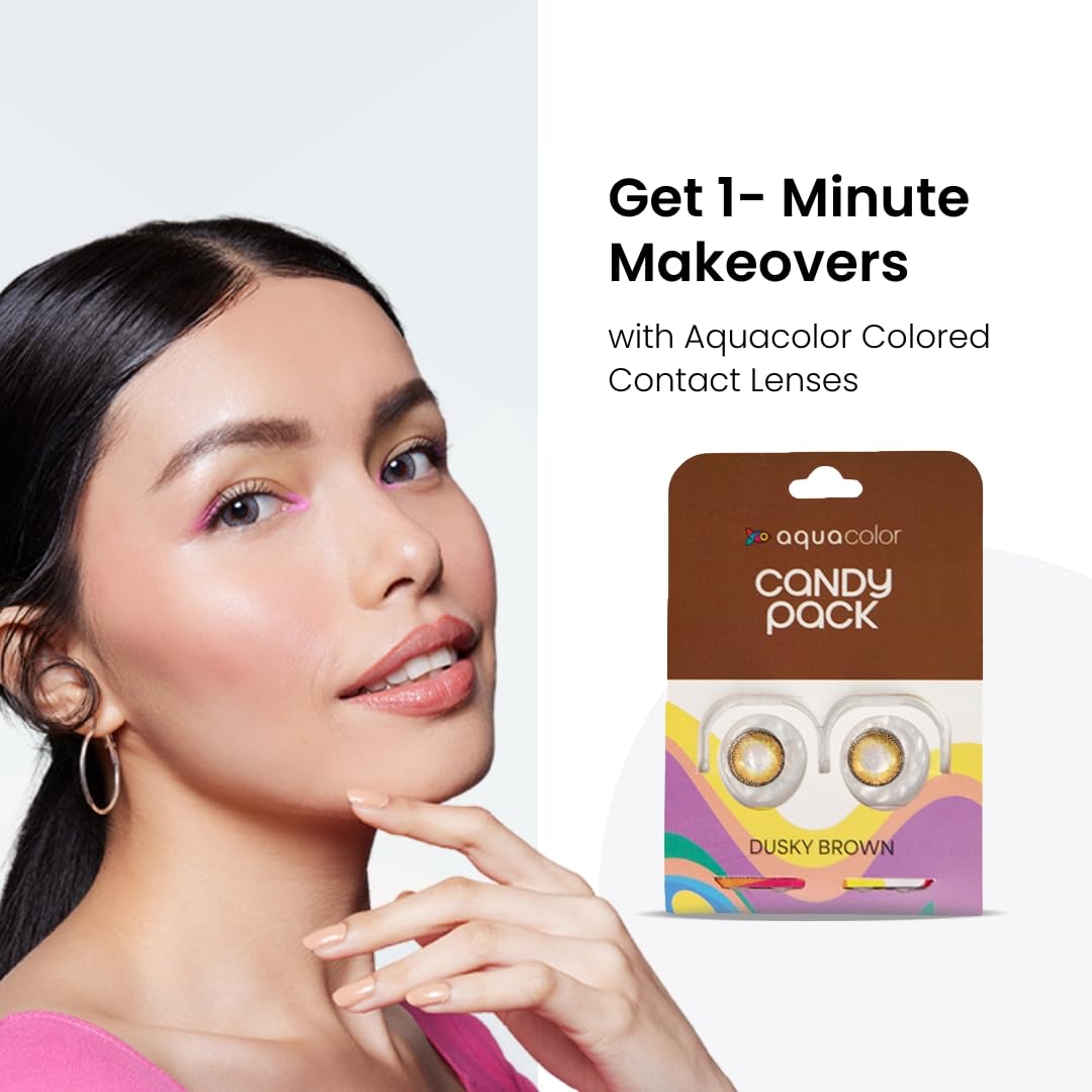 AQUALENS CONTACT LENSES Aquacolor Dusky Brown Candy Pack Zero Power Colored Spherical Lenses (2 Lens/Box), 1 Pair
