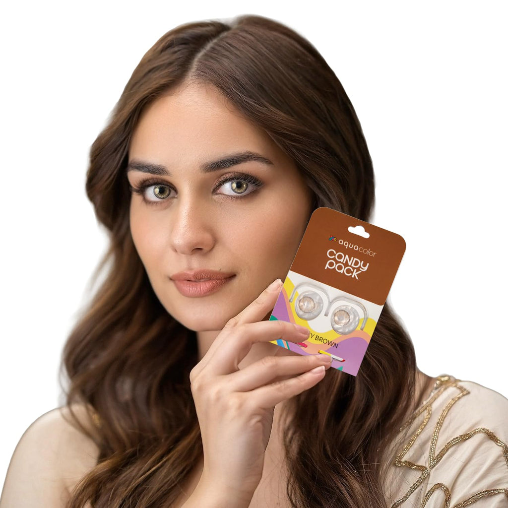AQUALENS CONTACT LENSES Aquacolor Dusky Brown Candy Pack Zero Power Colored Spherical Lenses (2 Lens/Box), 1 Pair
