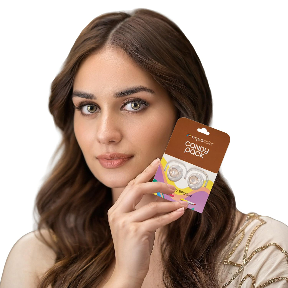 AQUALENS CONTACT LENSES Aquacolor Dusky Brown Candy Pack Zero Power Colored Spherical Lenses (2 Lens/Box), 1 Pair
